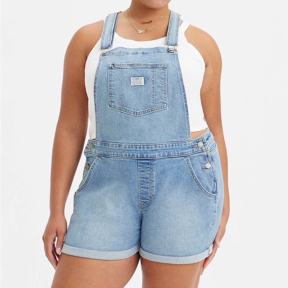 Levis Women Plus Size 20w 20 Light Wash Denim Casual Vintage Overall Shortalls